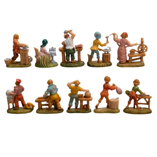 Set 10 statuine serie 4 cm Euromarchi per presepe Mondo Presepi