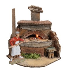 Forno del pizzaiolo funzionante cm 7,5x7x9,5 h per presepe 2