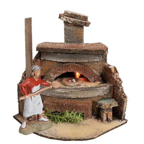 Working pizza chef's oven cm 7.5x7x9.5 h for nativity scene
