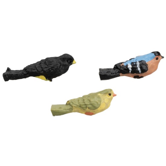 Conjunto de 3 pajaritos de 2,4 cm en colores variados.