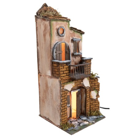 Casa napoletana illuminata funzionante a corrente cm 20x20x46,5 h