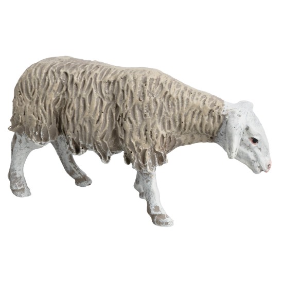 Sheep with low head in painted resin for statues
