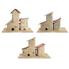 Conjunto de tres casitas con techo hacia la derecha cm 10x6,2x7,5 h para 2