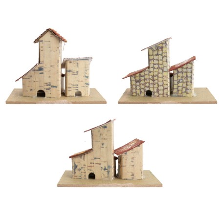 Set tre casette con tetto rivolto a destra cm 10x6,2x7,5 h