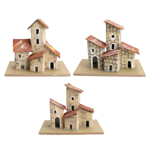 Set tre casette con tetto rivolto a destra cm 10x6,2x7,5 h per