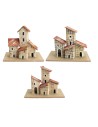 Set tre casette con tetto rivolto a destra cm 10x6,2x7,5 h