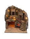 Illuminated nativity scene with working electric oven cm 33x29x37