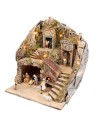 Illuminated nativity scene with working oven complete with statues