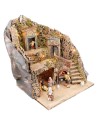 Presepe illuminato con forno funzionante completo di statue