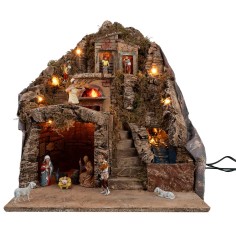 Presepe illuminato con forno e ruscello funzionante completa di 2