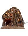 Presepe illuminato con forno e ruscello funzionante completa di