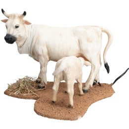 Mucca e vitello con doppio movimento per statue da 30 cm