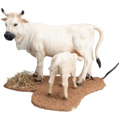 Vaca y ternero con doble movimiento para estatuas de 30 cm