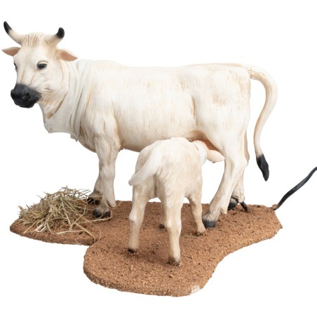 Cow and calf with double movement for 30 cm statues