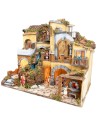 Presepe con borgo illuminato con cascata cm 60x40X54 h