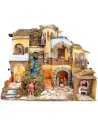Nativity scene with illuminated village and waterfall 60x40