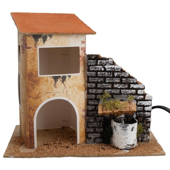 Casa con fontana funzionante cm 19x13,5x18 h.