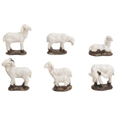 Set de 6 ovejas de resina con base para estatuas de 10-12 cm
