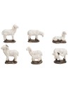 Set 6 pecore in resina con base per statue da 10-12 cm
