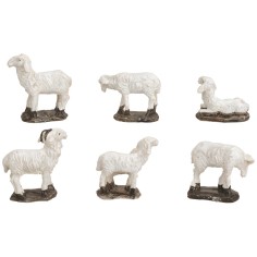 Set de 6 ovejas de resina con base para estatuas de 10-12 cm 2