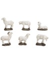 Set de 6 ovejas de resina con base para estatuas de 10-12 cm