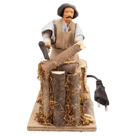 Carpenter with workbench in motion 14 cm for nativity scene | Mondo Presepi