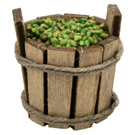 Wooden tub with olives cm ø 3x3 h | Mondo Presepi