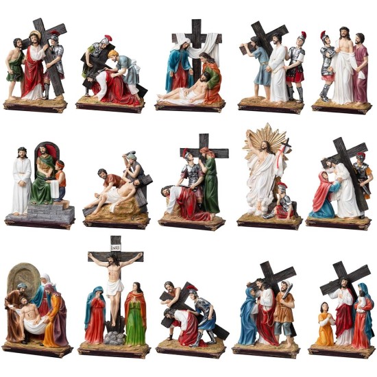 Estatuas de resina 14 estaciones Vía Crucis cm 9 para belén | Mondo Presepi