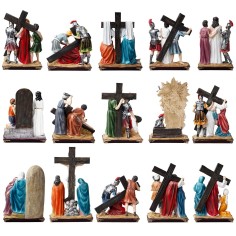 Statue in resina 15 stazioni Via Crucis 20 cm 2
