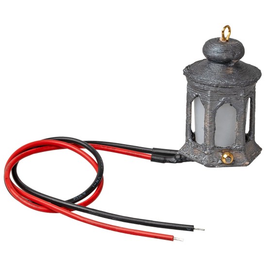 Linterna grande trabajada con led amarillo 3 Voltios cm 2,1 h | Mundo Belenes