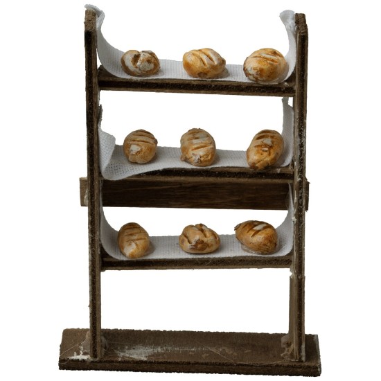 Scaffale in legno con pane - 33613 Mondo Presepi