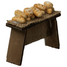 Banco di legno legno con pane cm 8x2,5x6,3 h 2