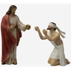 Statue Pasquali Gesù dona la vista al cieco cm 9 Mondo Presepi