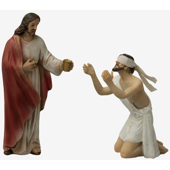 Statue Pasquali Gesù dona la vista al cieco cm 9 Mondo Presepi