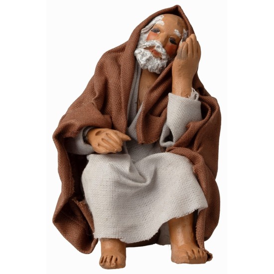 Seated Shepherd Resting 12 cm Series for Nativity Scene Mondo Presepi
