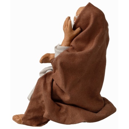 Seated Shepherd Resting 12 cm Series for Nativity Scene Mondo Presepi