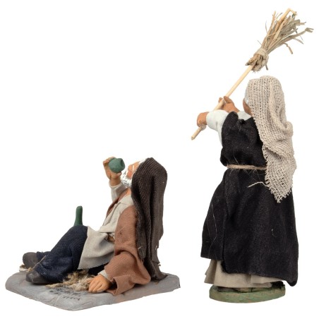 Conjunto de mujer golpeando a marido serie 12 cm para belén Mundo