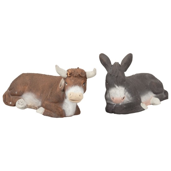 Conjunto buey y asno serie 12 cm para belén Mondo Presepi