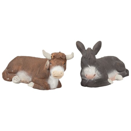 Set bue e asino serie 12 cm per presepe Mondo Presepi