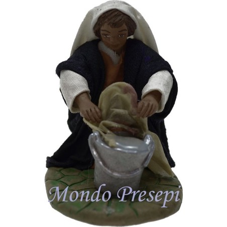 Cm 9 Lux Lavandaia inginocchiata Mondo Presepi
