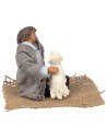 Seated woman with sheep 12 cm series
