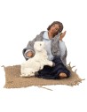 Seated woman with sheep 12 cm series