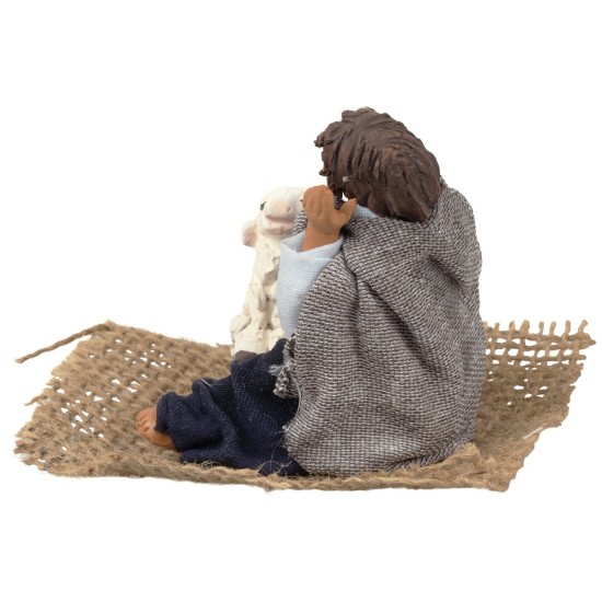 Mujer sentada con oveja serie 12 cm para belén Mondo Presepi