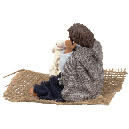 Donna seduta con pecora serie 12 cm per presepe Mondo Presepi
