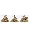 Set of three houses with roof facing left cm 10x6.2x7.5 h
