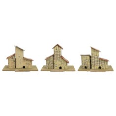Set tre casette con tetto rivolto a sinistra cm 10x6,2x7,5 h 2