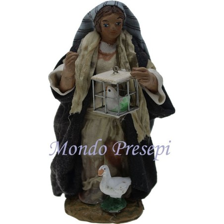 Cm 9 Mujer con pajarito en jaula - Estatua de terracota