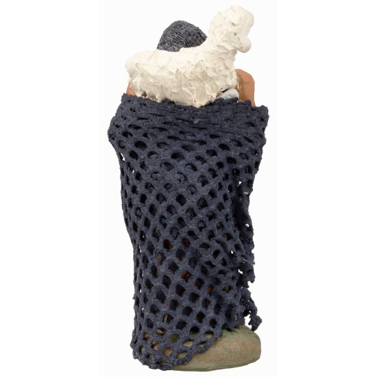 Woman with lamb on shoulders 12 cm for nativity scene Mondo Presepi