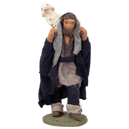 Pastore con agnello sulle spalle 12 cm per presepe Mondo Presepi