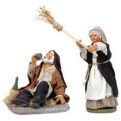 Set mujer que golpea a marido serie 10 cm para belén Mondo